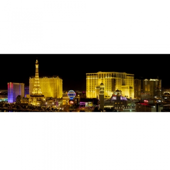 Покерный плакат с панорамой Лас Вегаса ночью